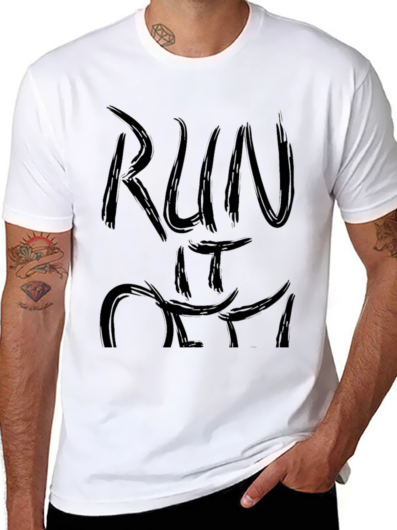 Run It Off Graphic Tee - Black Cotton T-Shirt