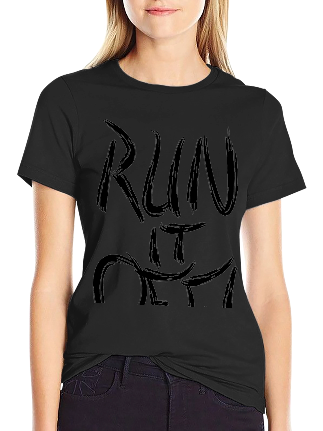 Run It Off Graphic Tee - Black Cotton T-Shirt