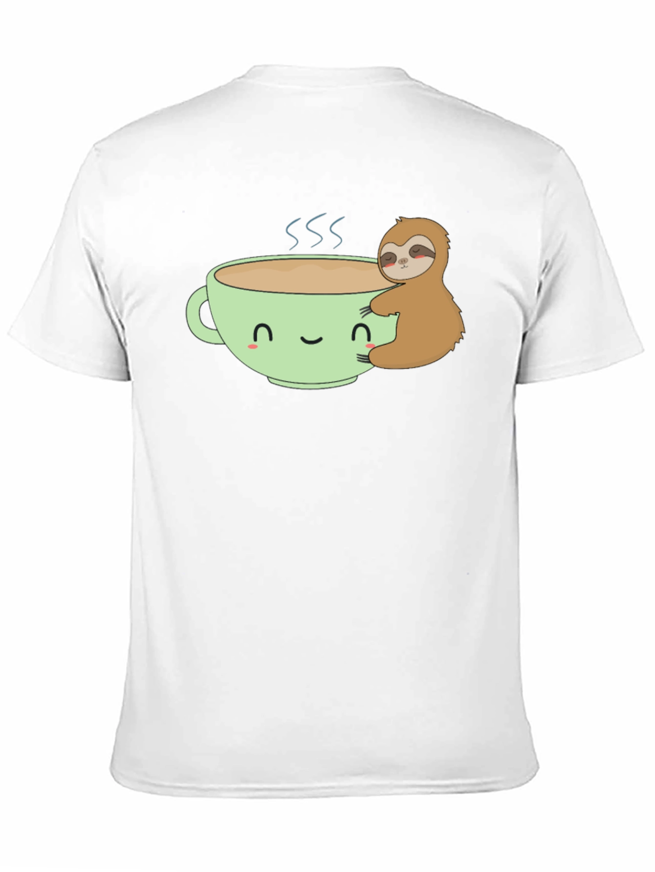 Sloth Hugging Coffee Cup Graphic T-Shirt