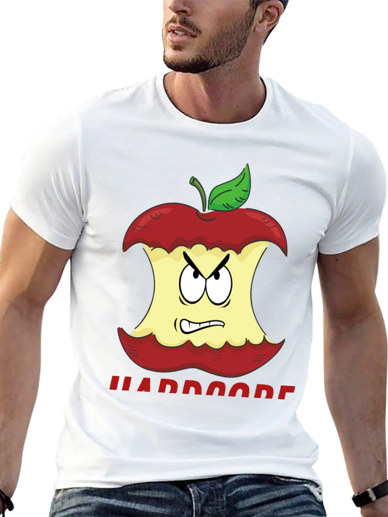 Hardcore Apple Cartoon Graphic T-Shirt