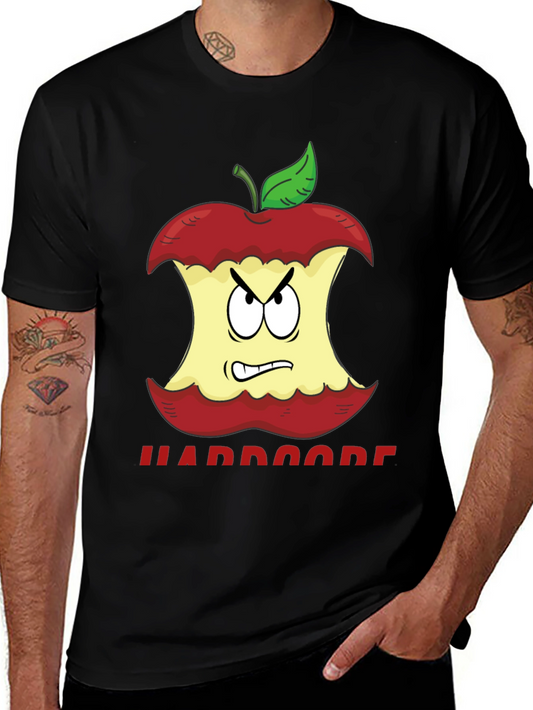 Hardcore Apple Cartoon Graphic T-Shirt