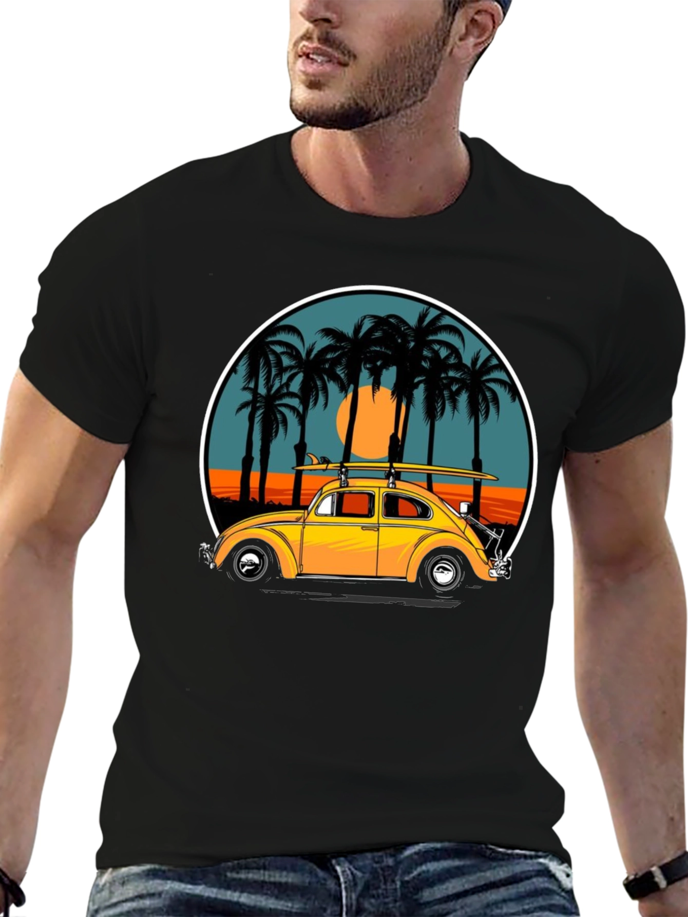 VW Bug Surf Tee - Retro Beach Vibes T-Shirt