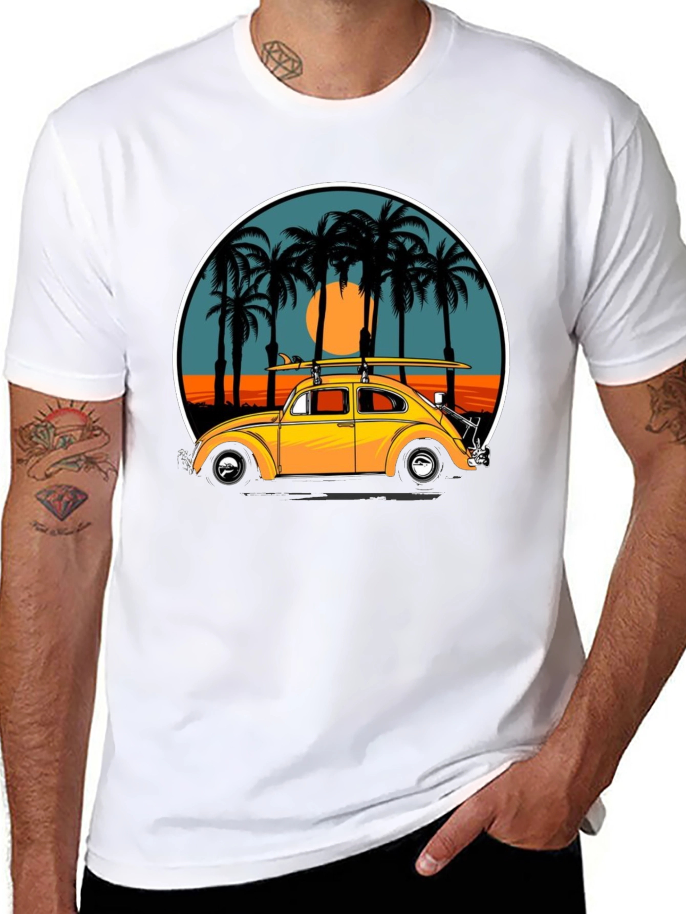 VW Bug Surf Tee - Retro Beach Vibes T-Shirt