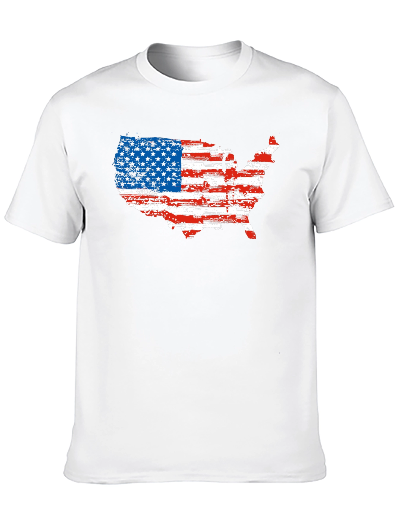 USA Flag Map Graphic Black T-Shirt