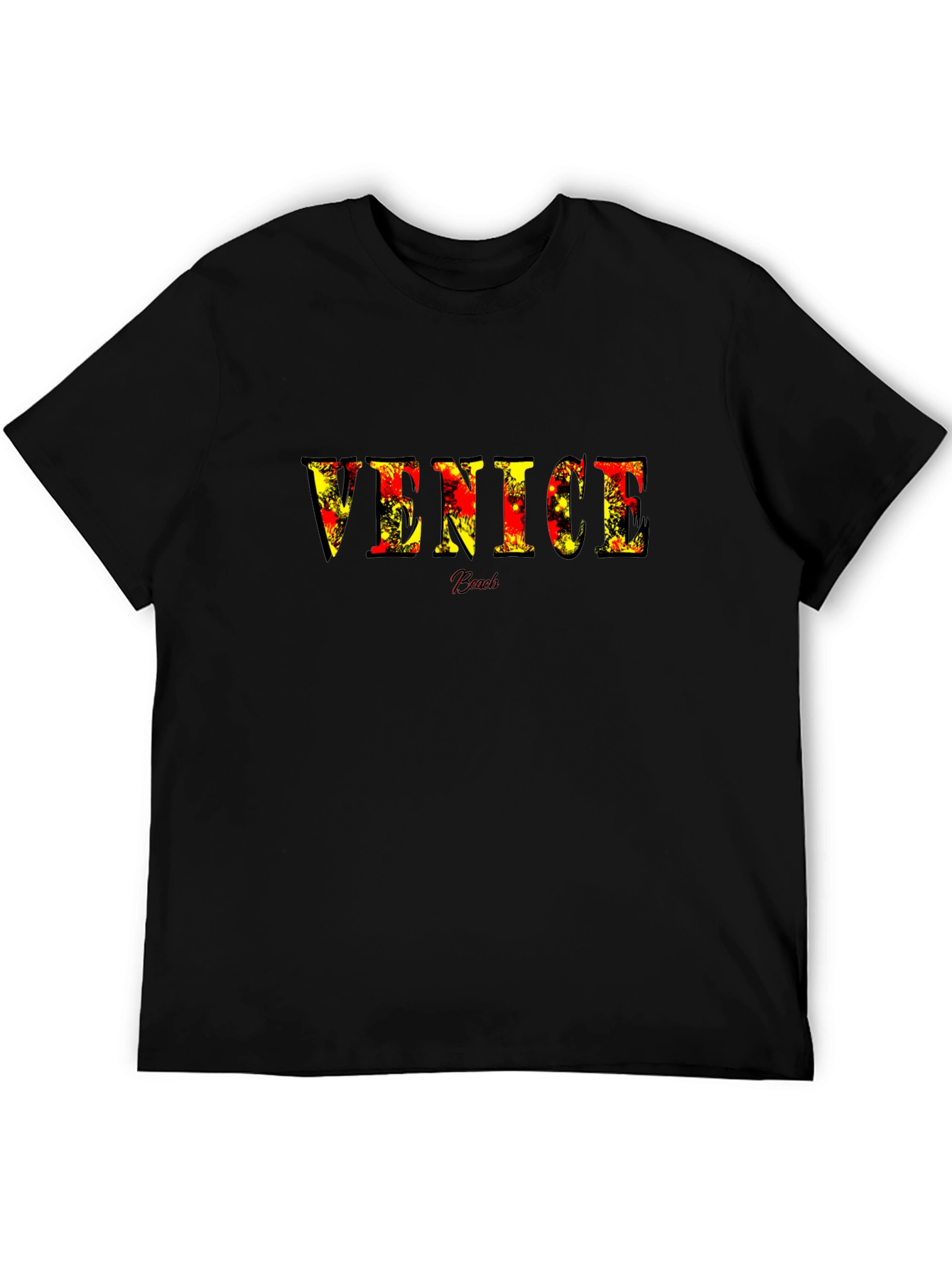 Venice Beach Graphic Tee - Stylish Black Cotton T-Shirt