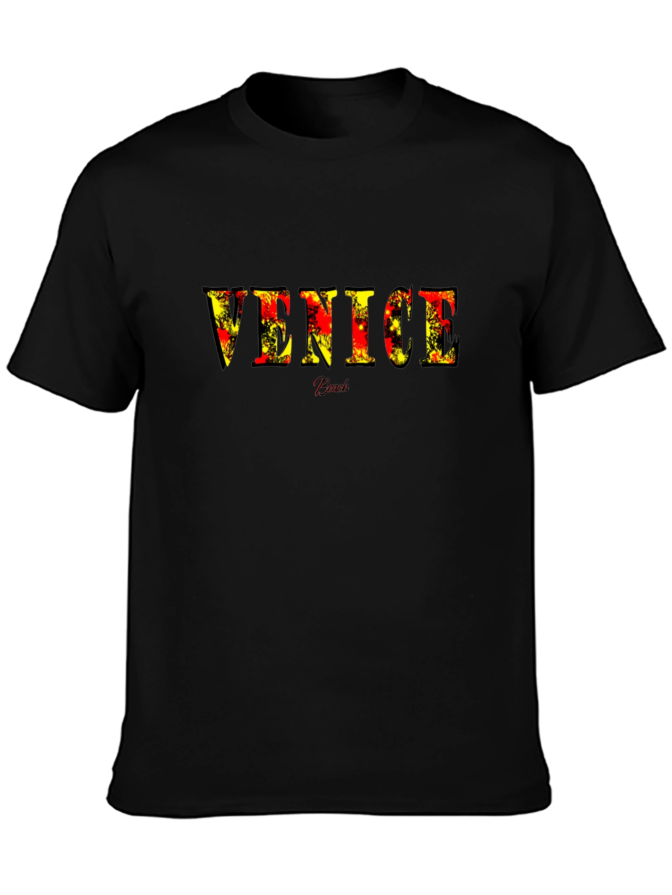 Venice Beach Graphic Tee - Stylish Black Cotton T-Shirt