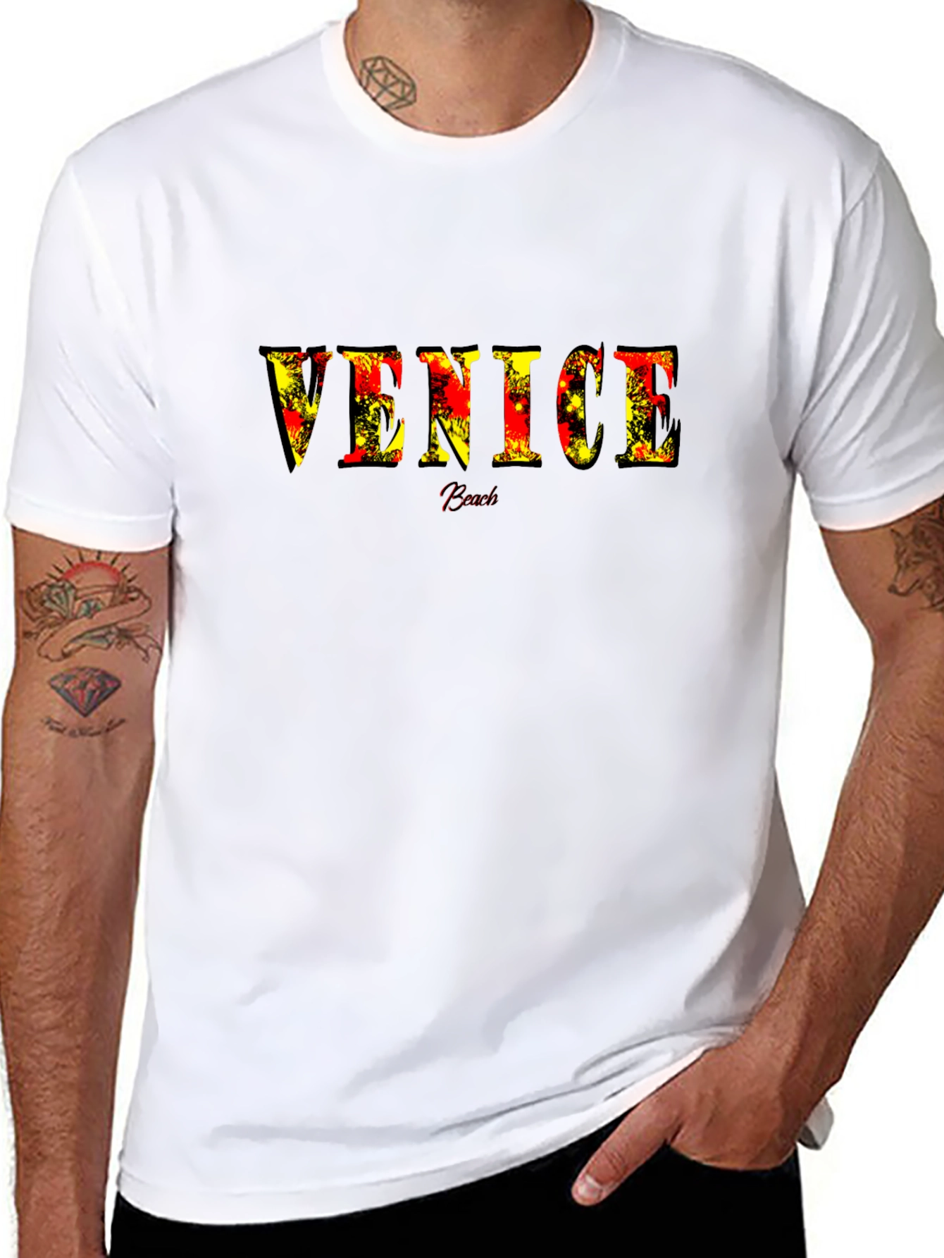 Venice Beach Graphic Tee - Stylish Black Cotton T-Shirt