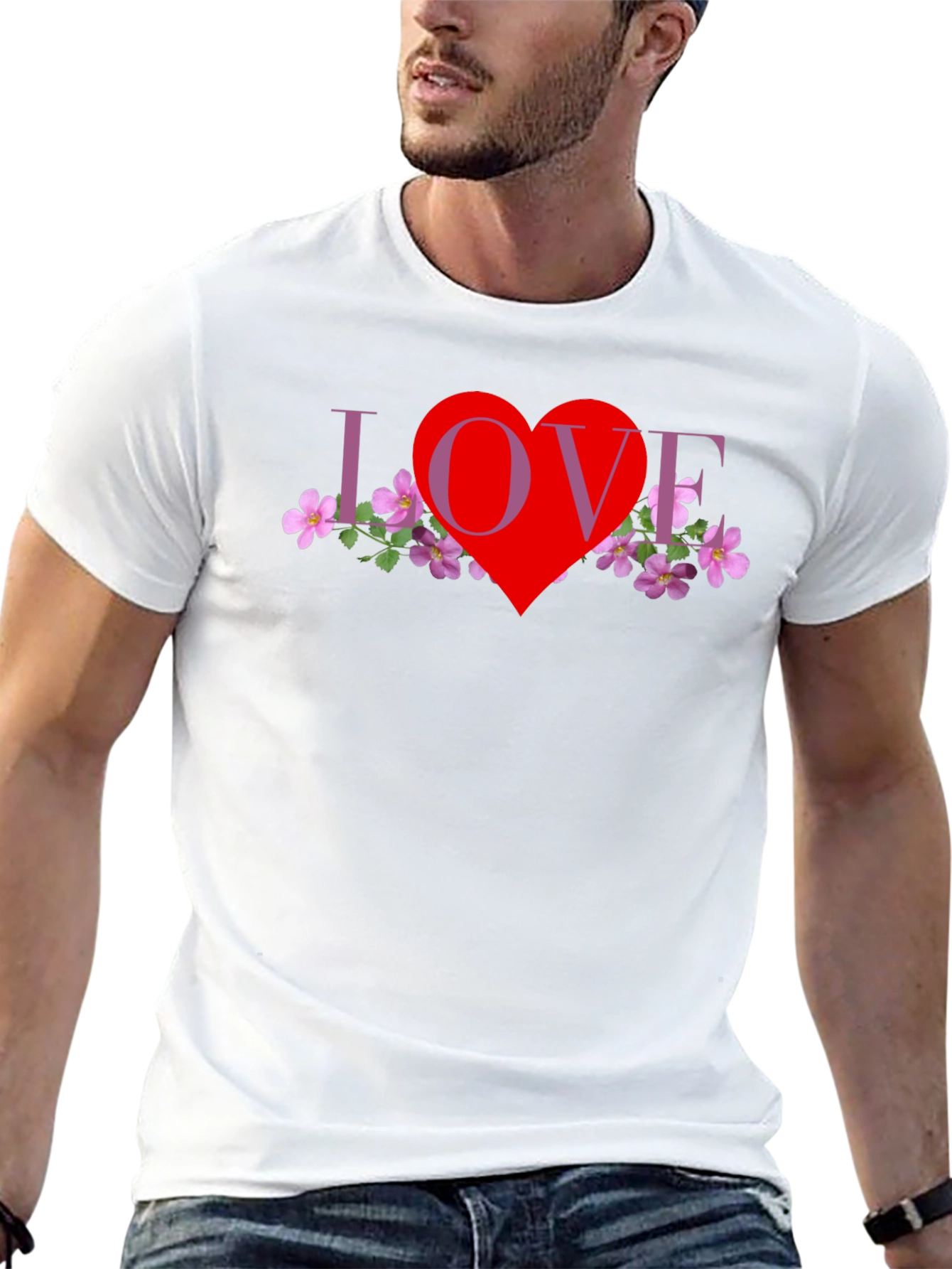 Love Heart Floral Graphic T-Shirt