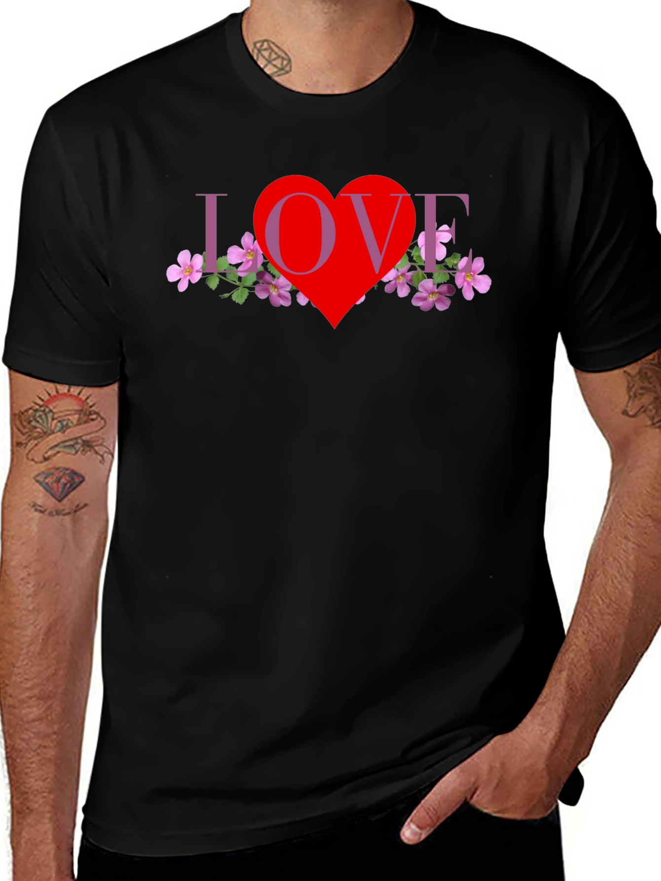 Love Heart Floral Graphic T-Shirt