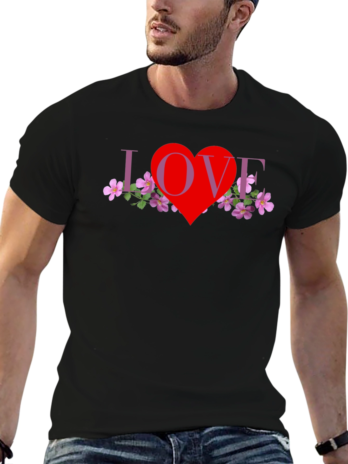 Love Heart Floral Graphic T-Shirt