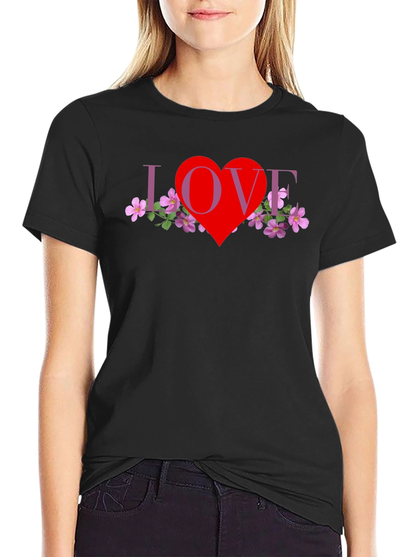 Love Heart Floral Graphic T-Shirt