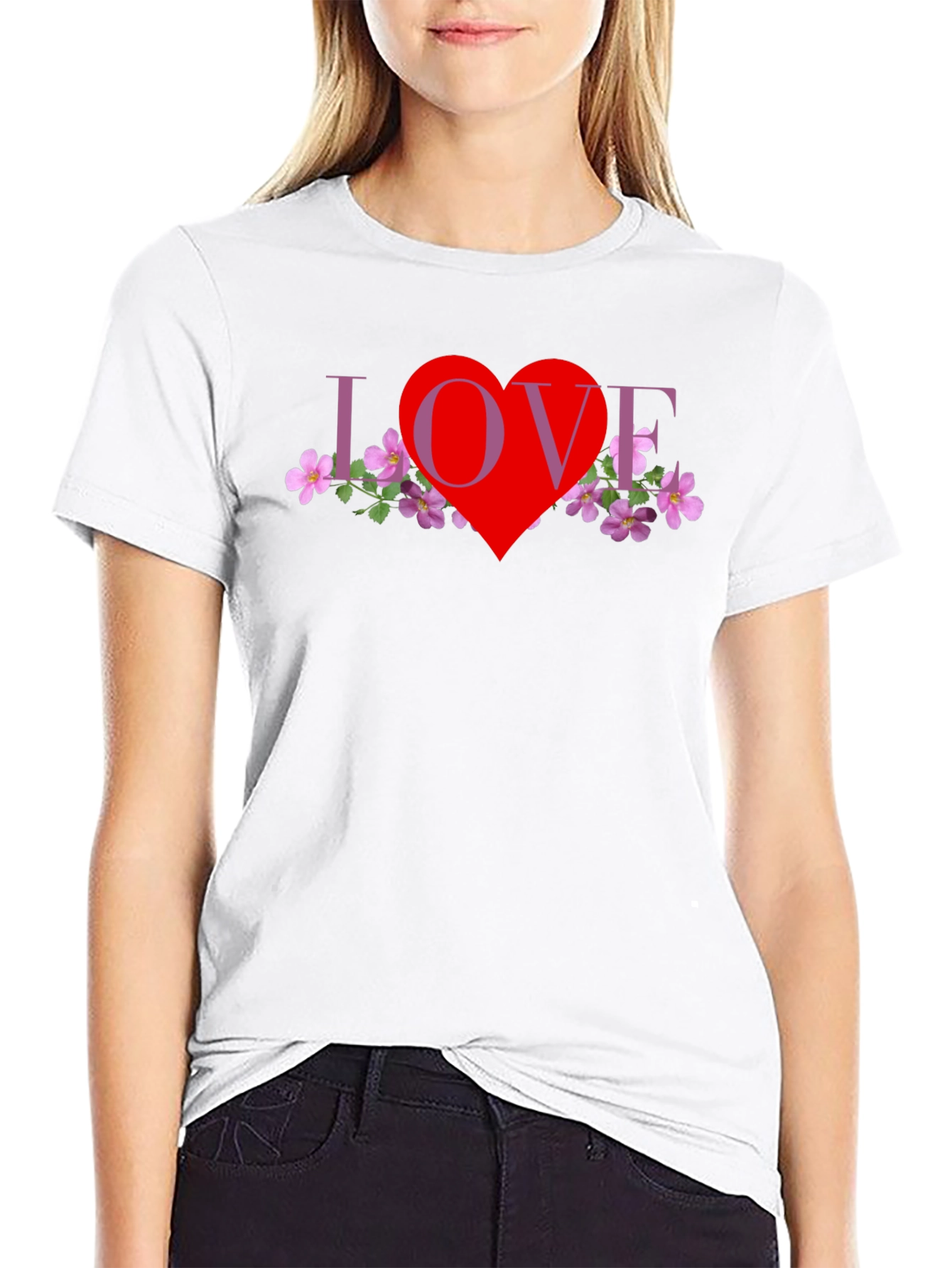 Love Heart Floral Graphic T-Shirt
