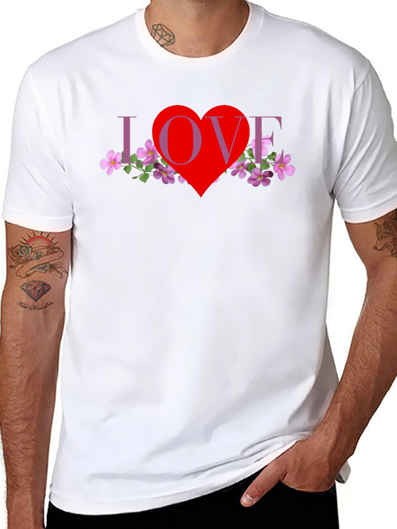 Love Heart Floral Graphic T-Shirt