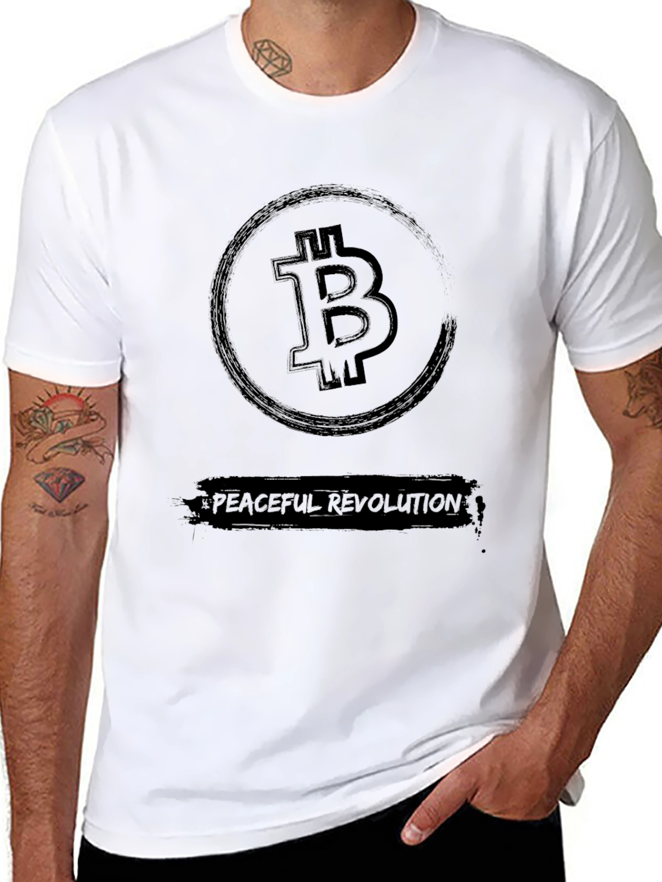 Bitcoin Peaceful Revolution Graphic Tee - Black
