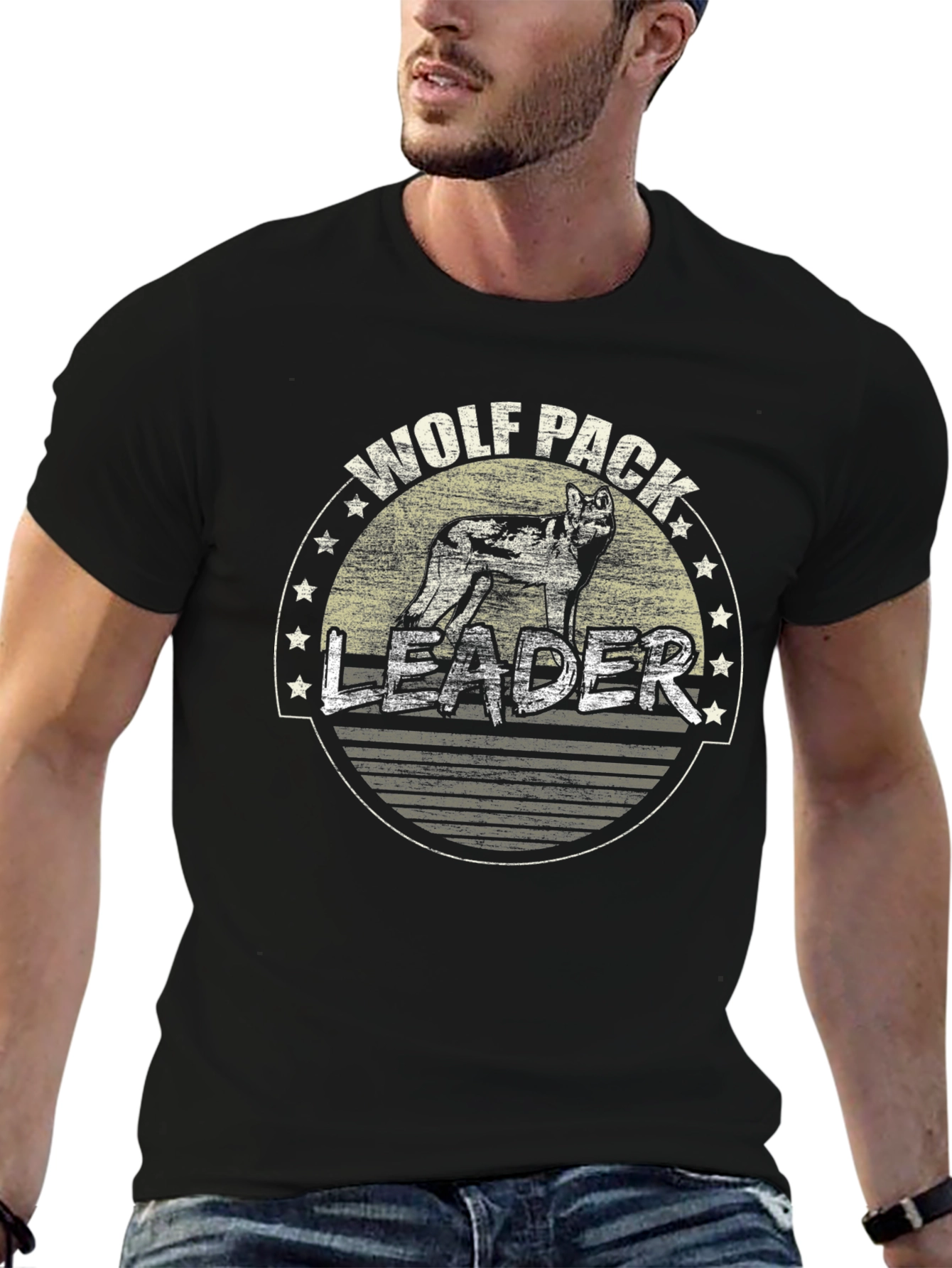 Wolf Pack Leader Black Graphic Tee