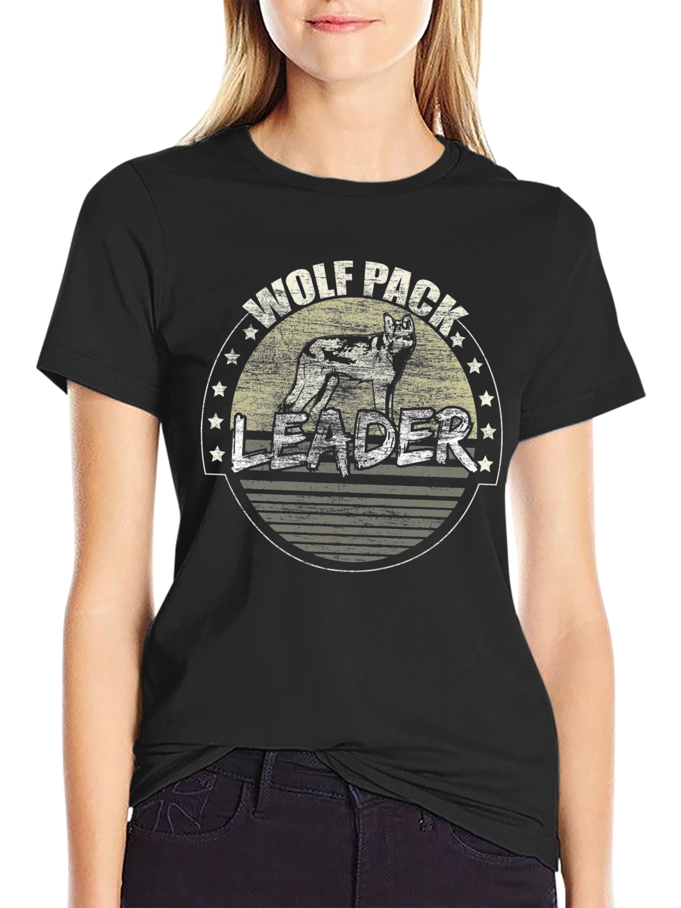 Wolf Pack Leader Black Graphic Tee