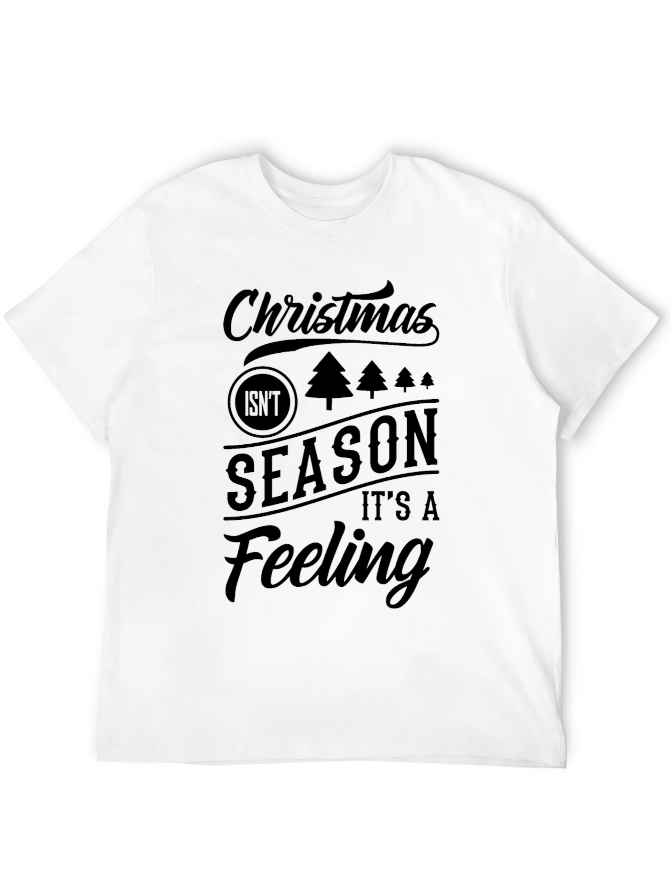 Christmas Feeling Graphic Print Mens Black T-Shirt