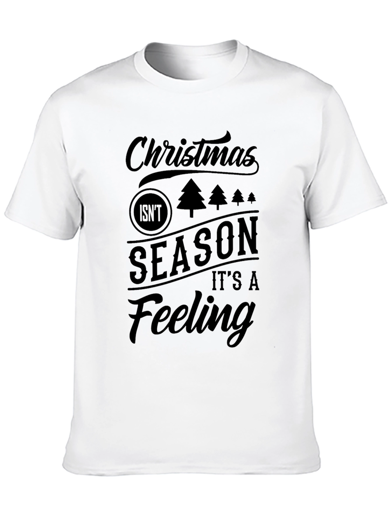 Christmas Feeling Graphic Print Mens Black T-Shirt