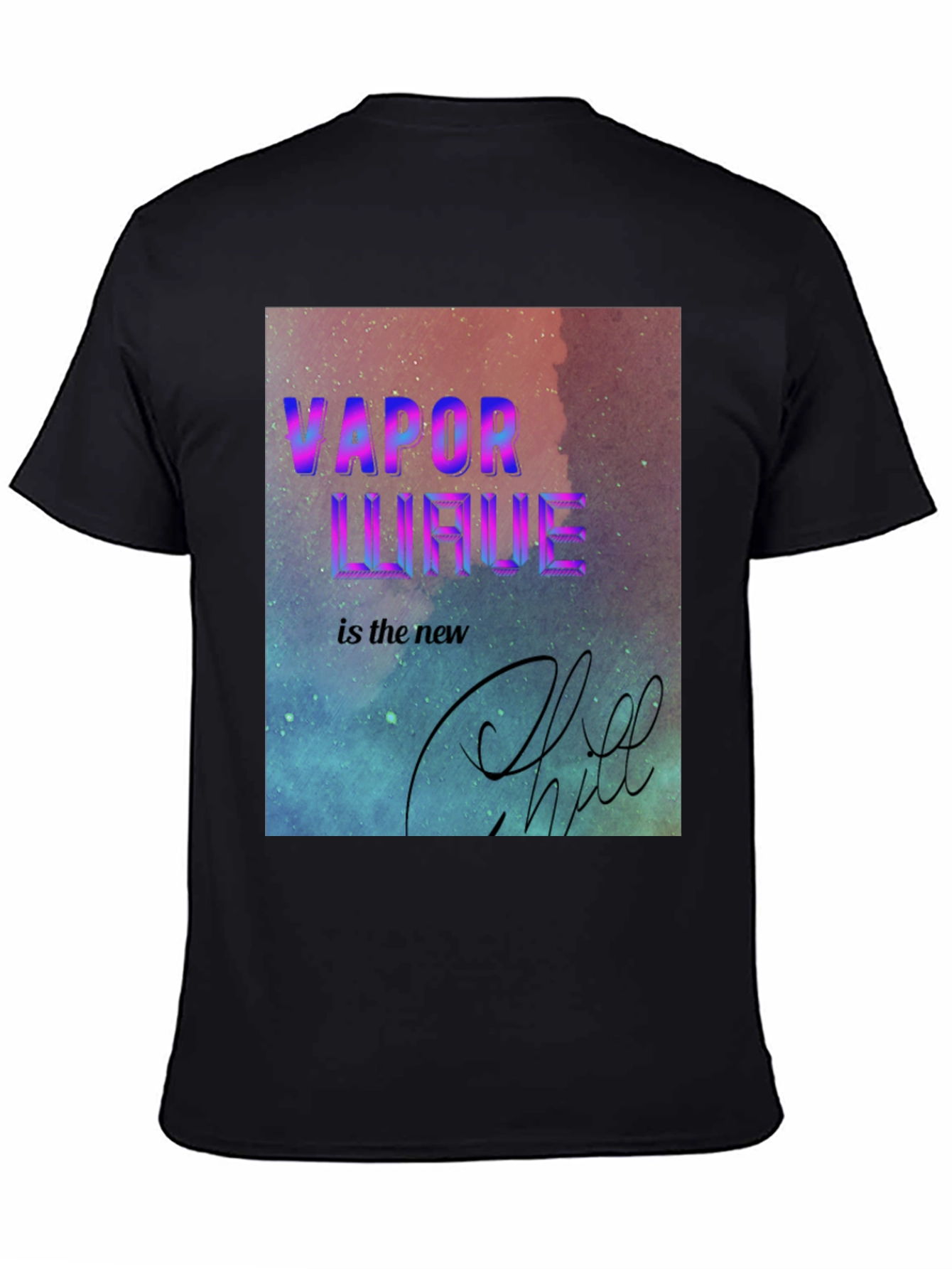 Vaporwave Chill Tee - Retro Aesthetic Black T-Shirt