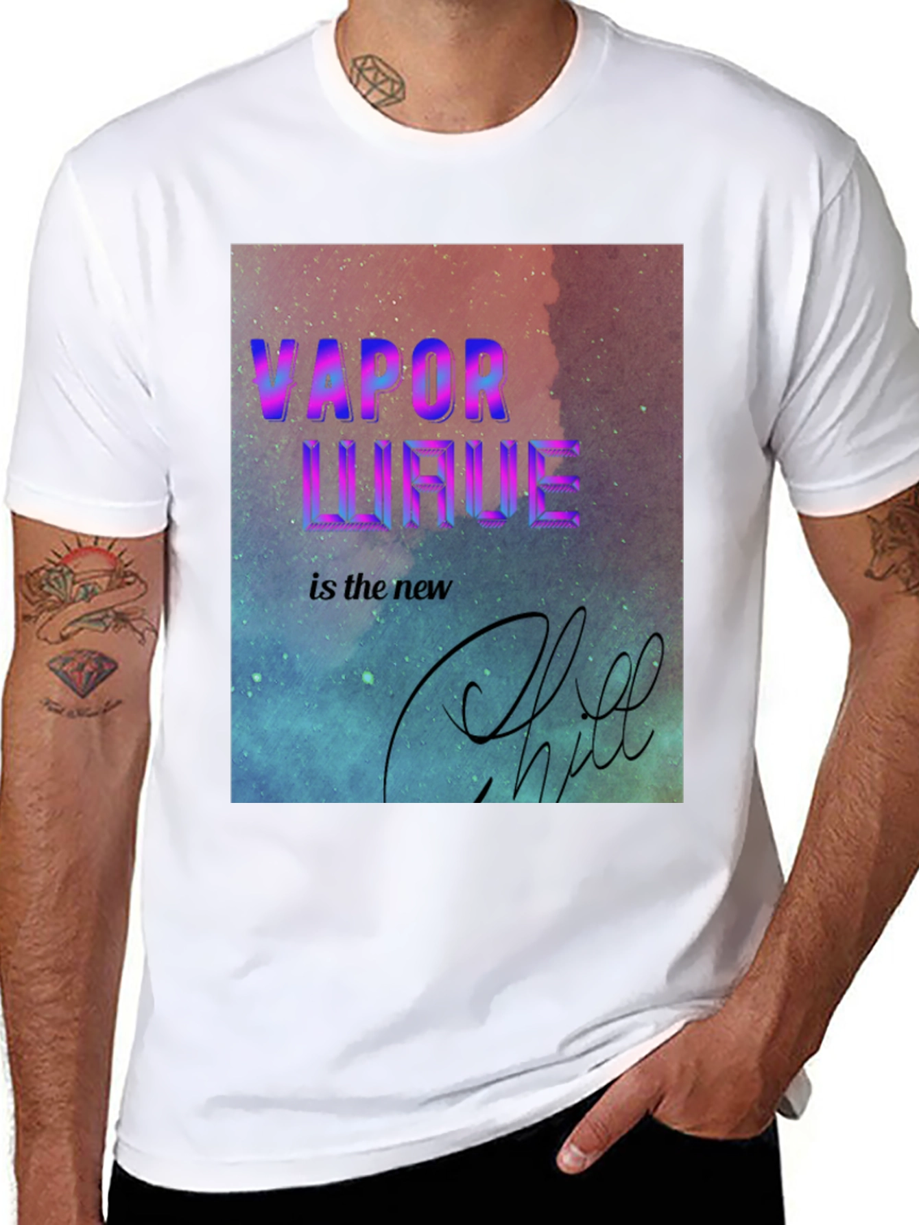 Vaporwave Chill Tee - Retro Aesthetic Black T-Shirt