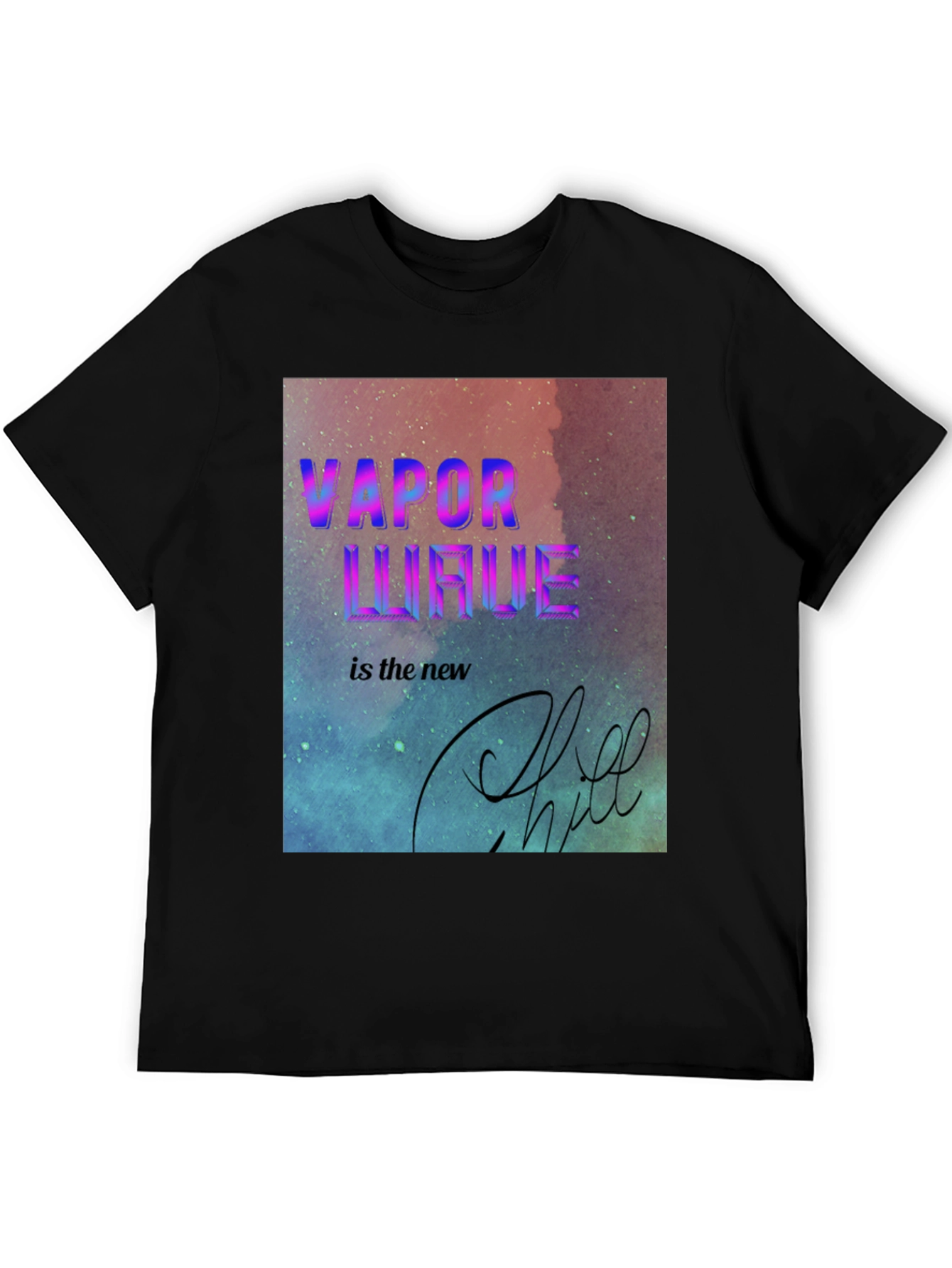 Vaporwave Chill Tee - Retro Aesthetic Black T-Shirt
