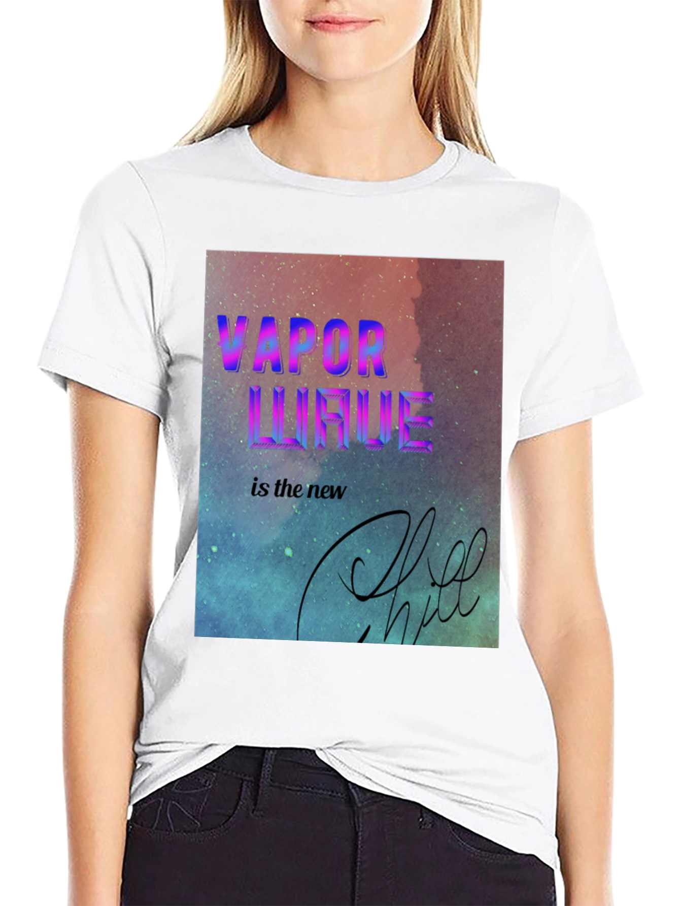 Vaporwave Chill Tee - Retro Aesthetic Black T-Shirt