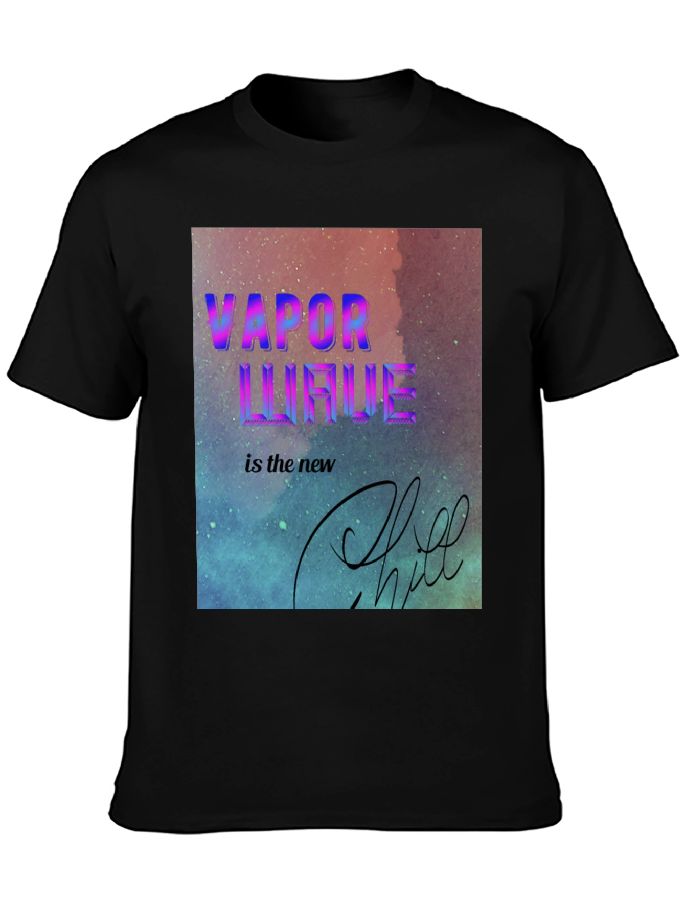 Vaporwave Chill Tee - Retro Aesthetic Black T-Shirt