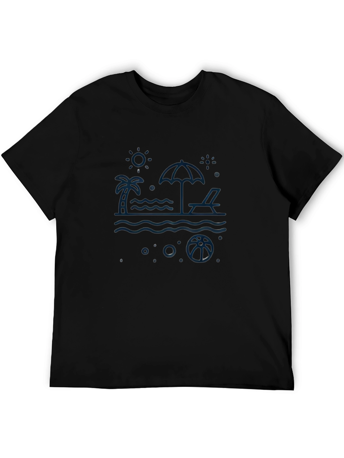 Mens Black Beach Graphic Tee