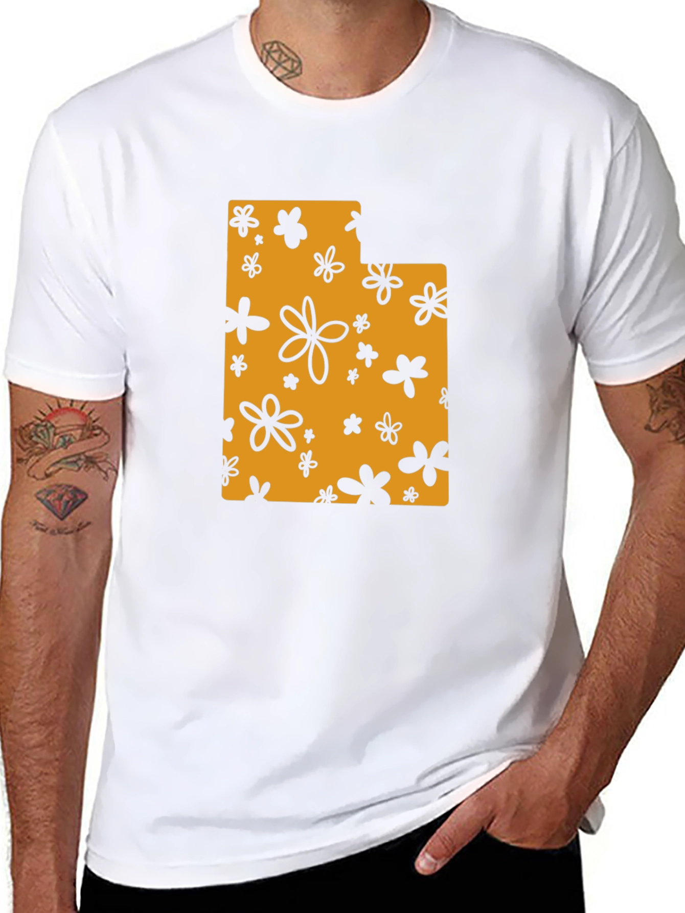 Floral Utah State T-Shirt - Black