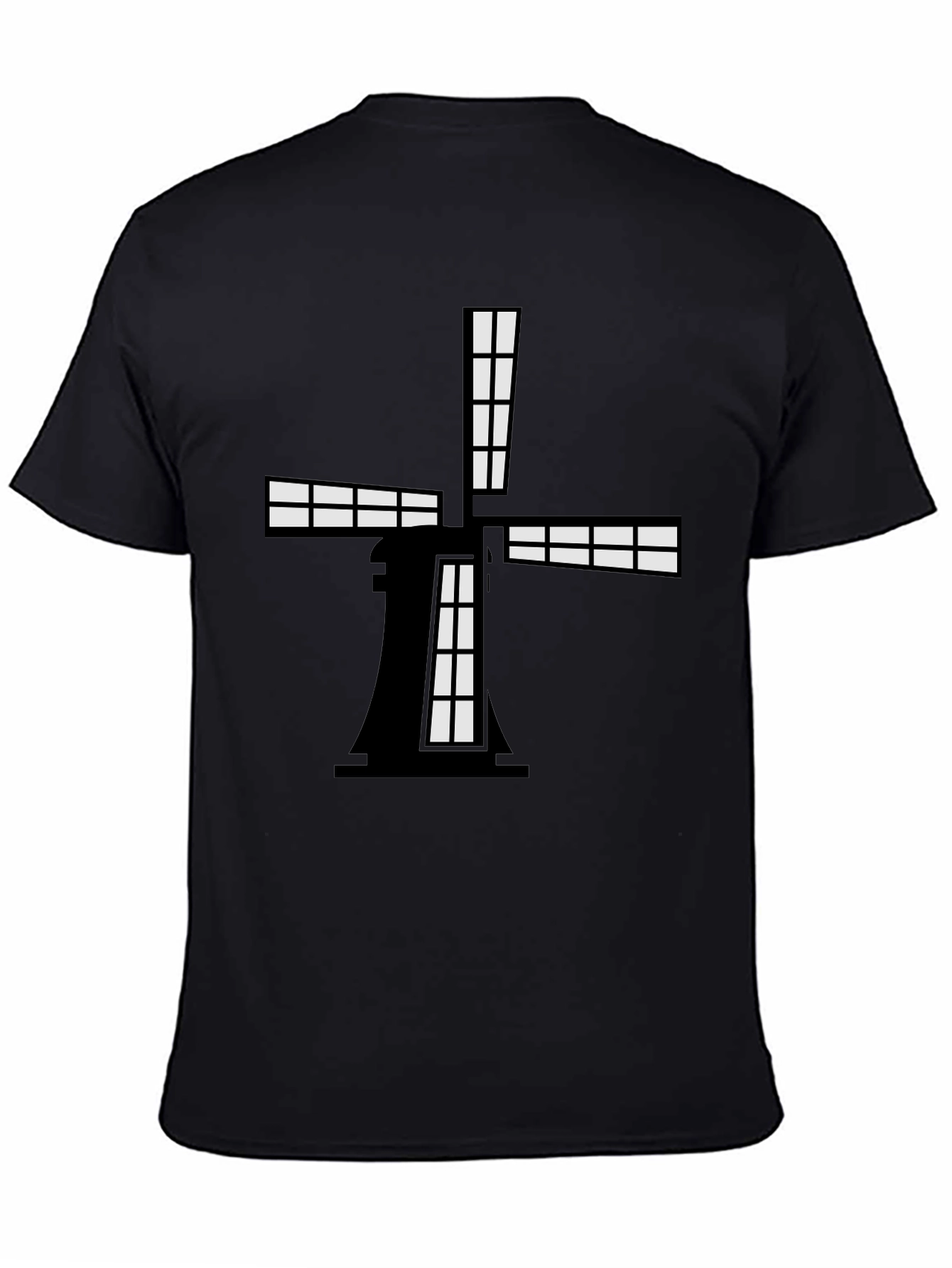 Windmill Graphic Tee - Black Cotton Blend Shirt