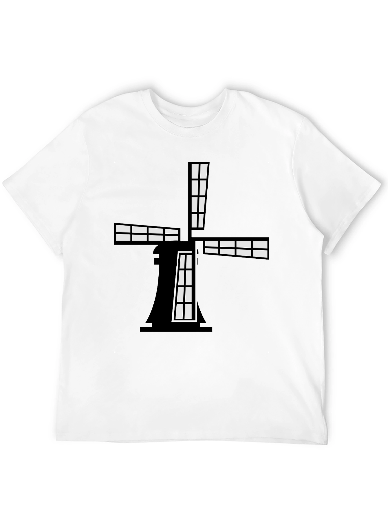 Windmill Graphic Tee - Black Cotton Blend Shirt