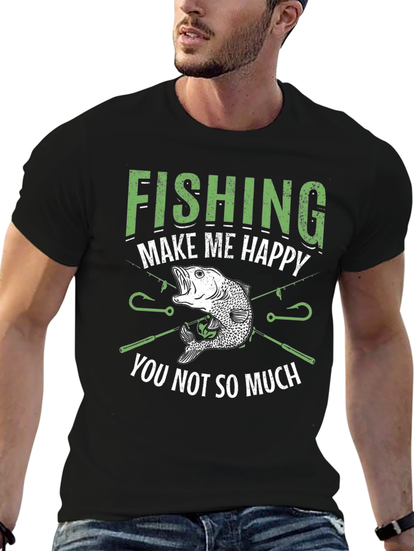 Funny Fishing T-Shirt - Makes Me Happy
