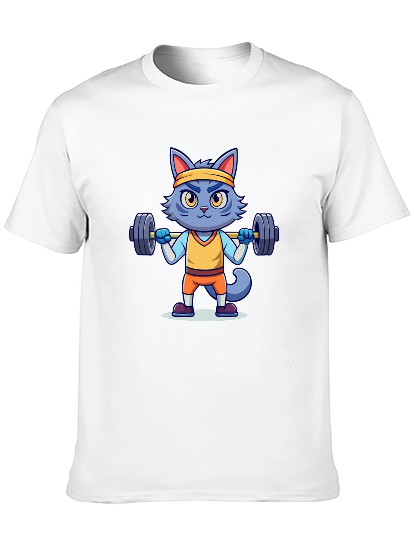 Weightlifting Cat T-Shirt - Black Cotton Tee