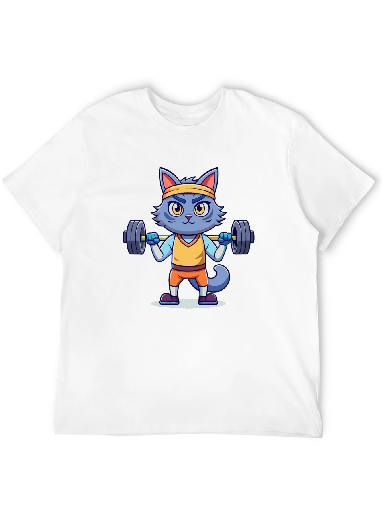 Weightlifting Cat T-Shirt - Black Cotton Tee