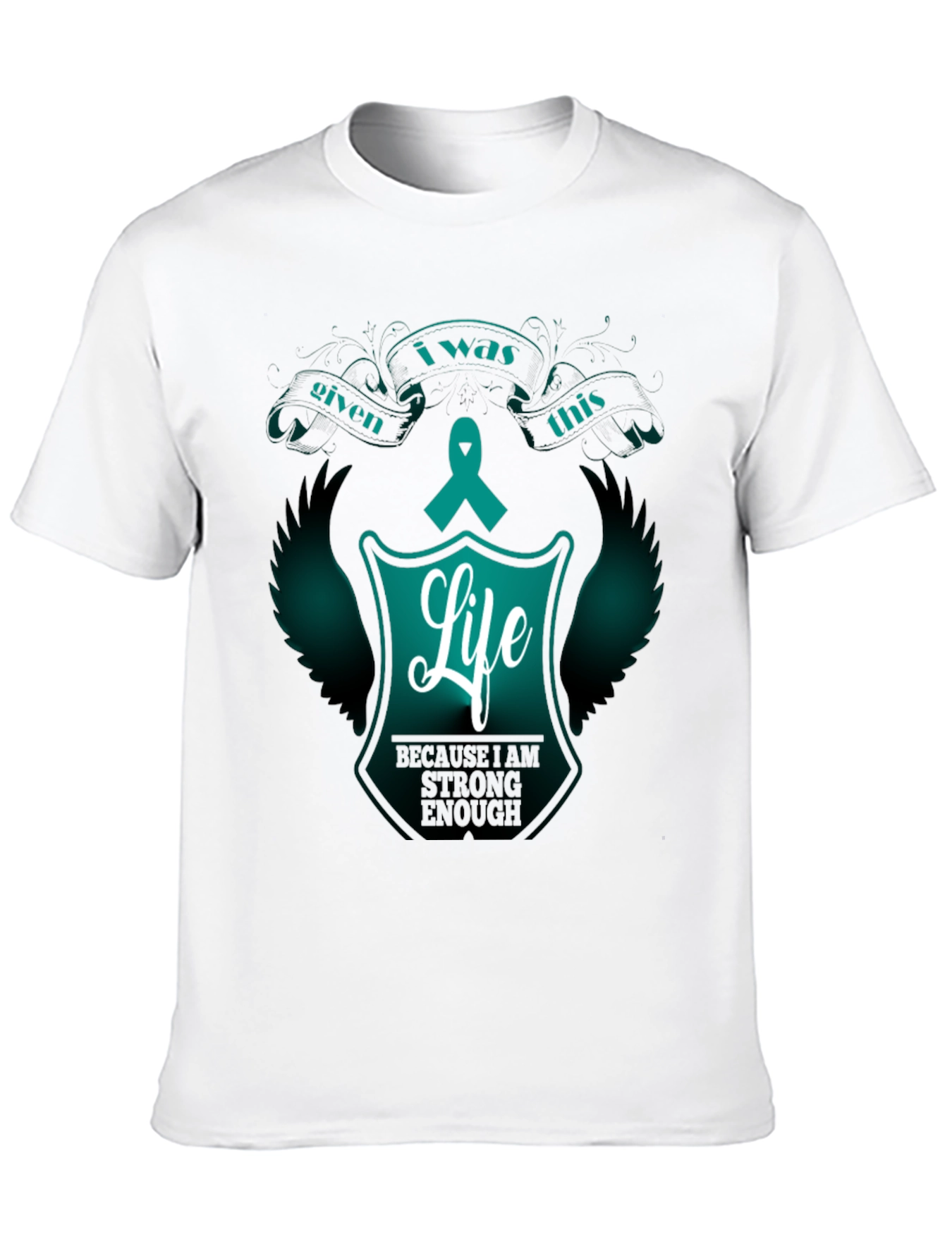 Life Ribbon Graphic Tee - Teal Awareness Shirt