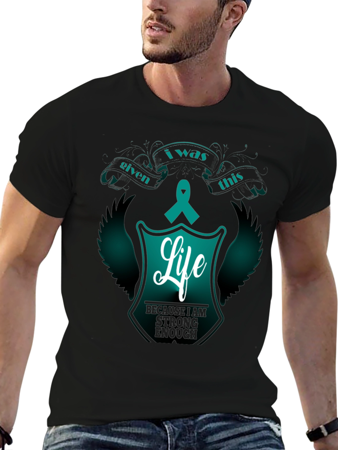 Life Ribbon Graphic Tee - Teal Awareness Shirt