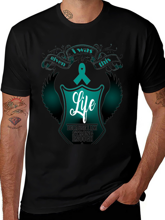 Life Ribbon Graphic Tee - Teal Awareness Shirt