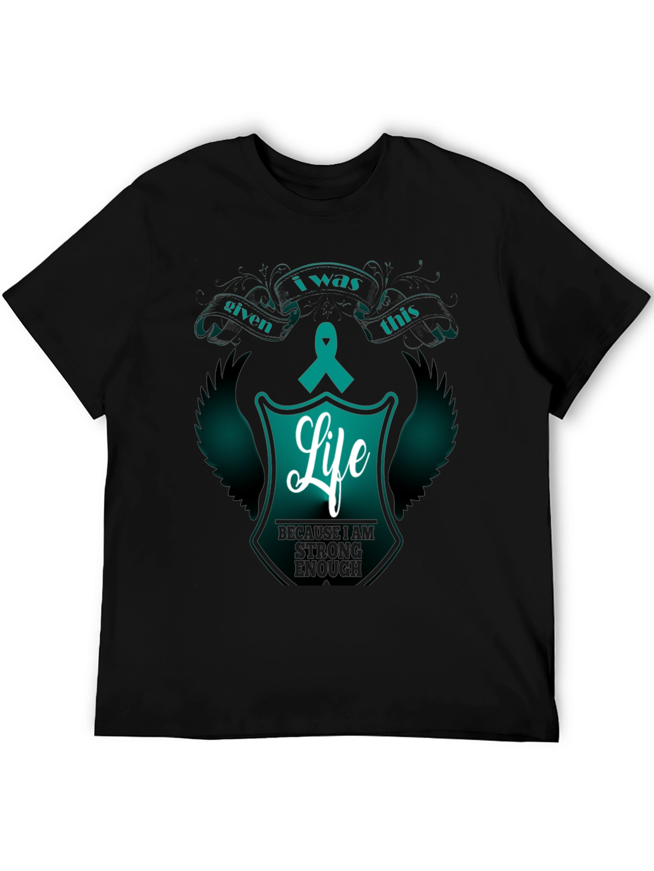 Life Ribbon Graphic Tee - Teal Awareness Shirt