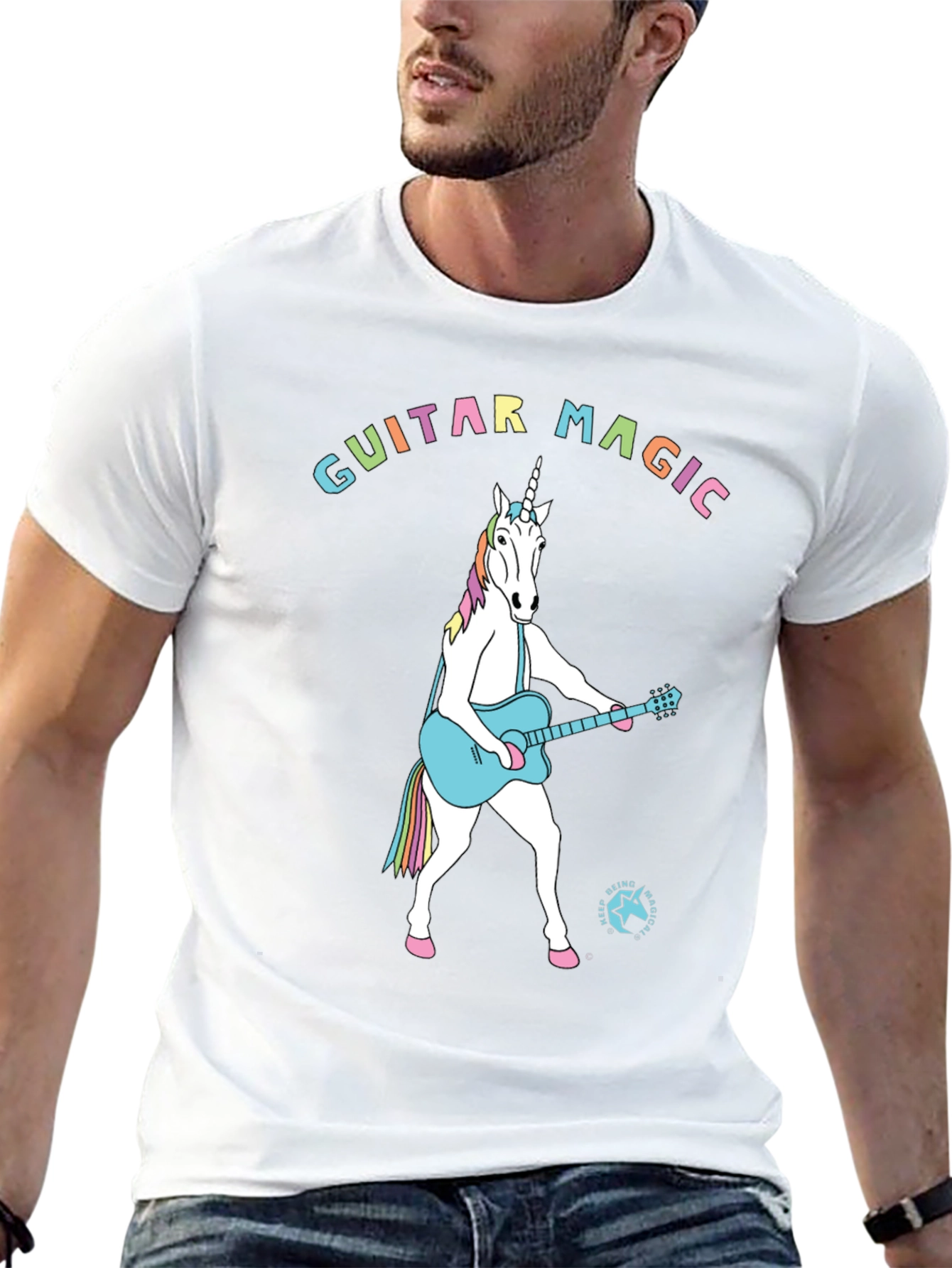 Guitar Magic Unicorn Graphic T-Shirt