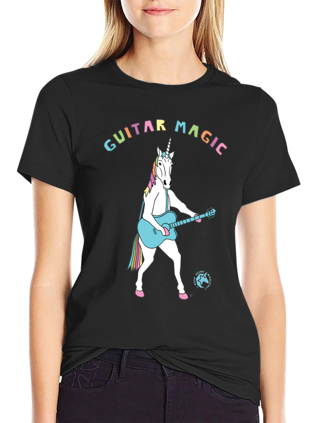 Guitar Magic Unicorn Graphic T-Shirt