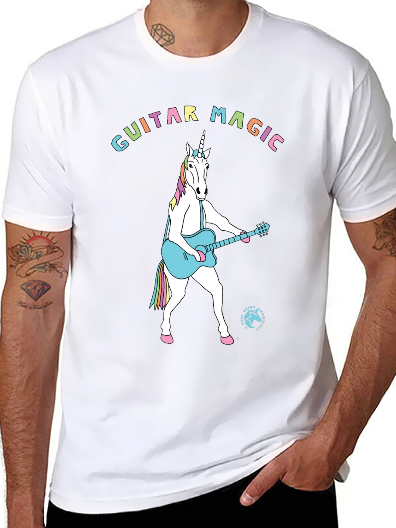 Guitar Magic Unicorn Graphic T-Shirt