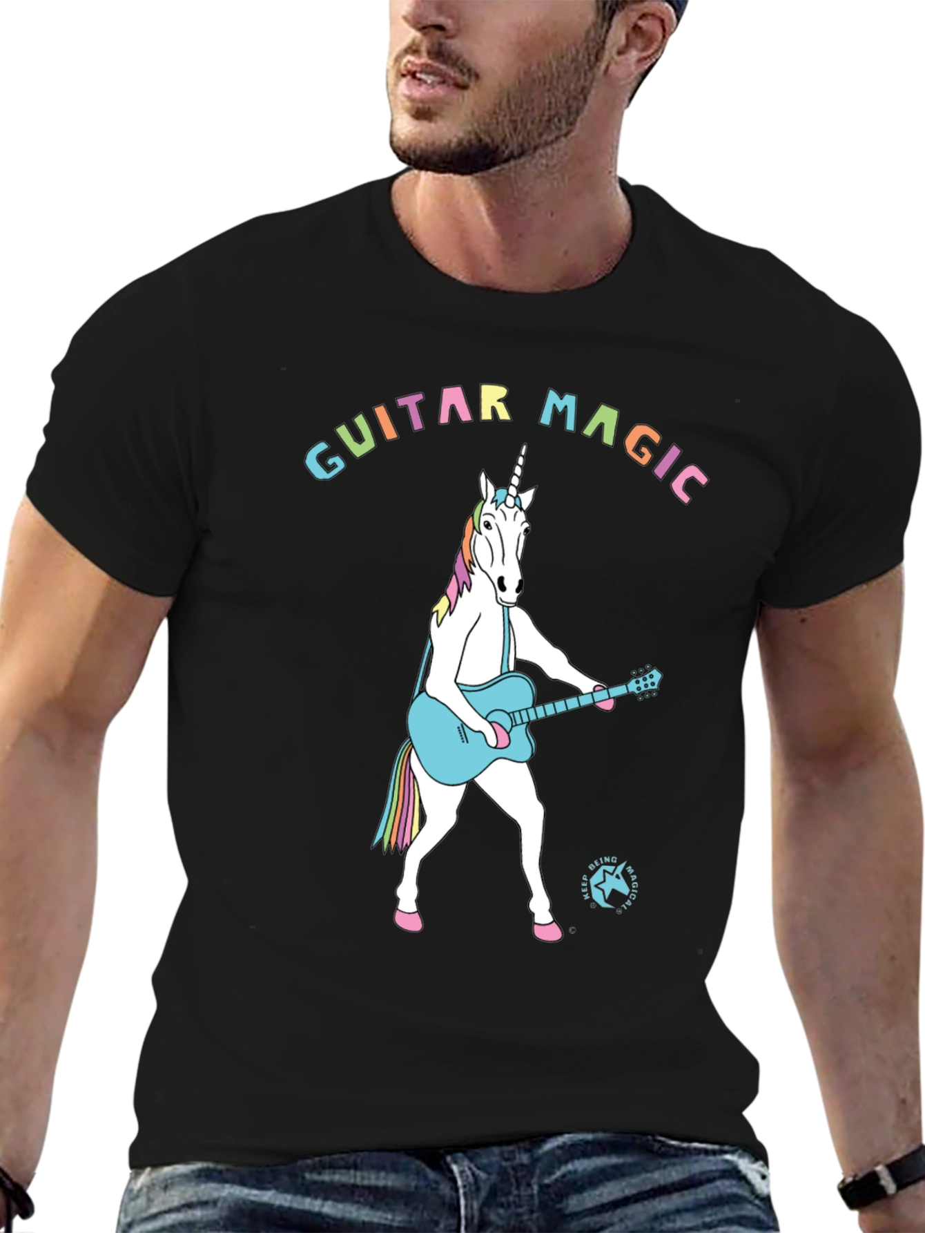 Guitar Magic Unicorn Graphic T-Shirt