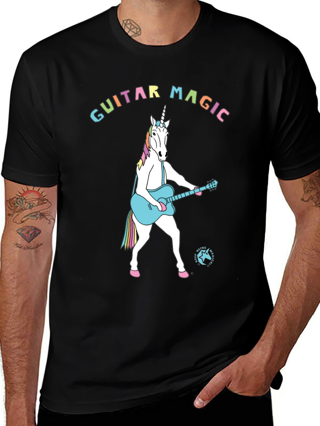 Guitar Magic Unicorn Graphic T-Shirt