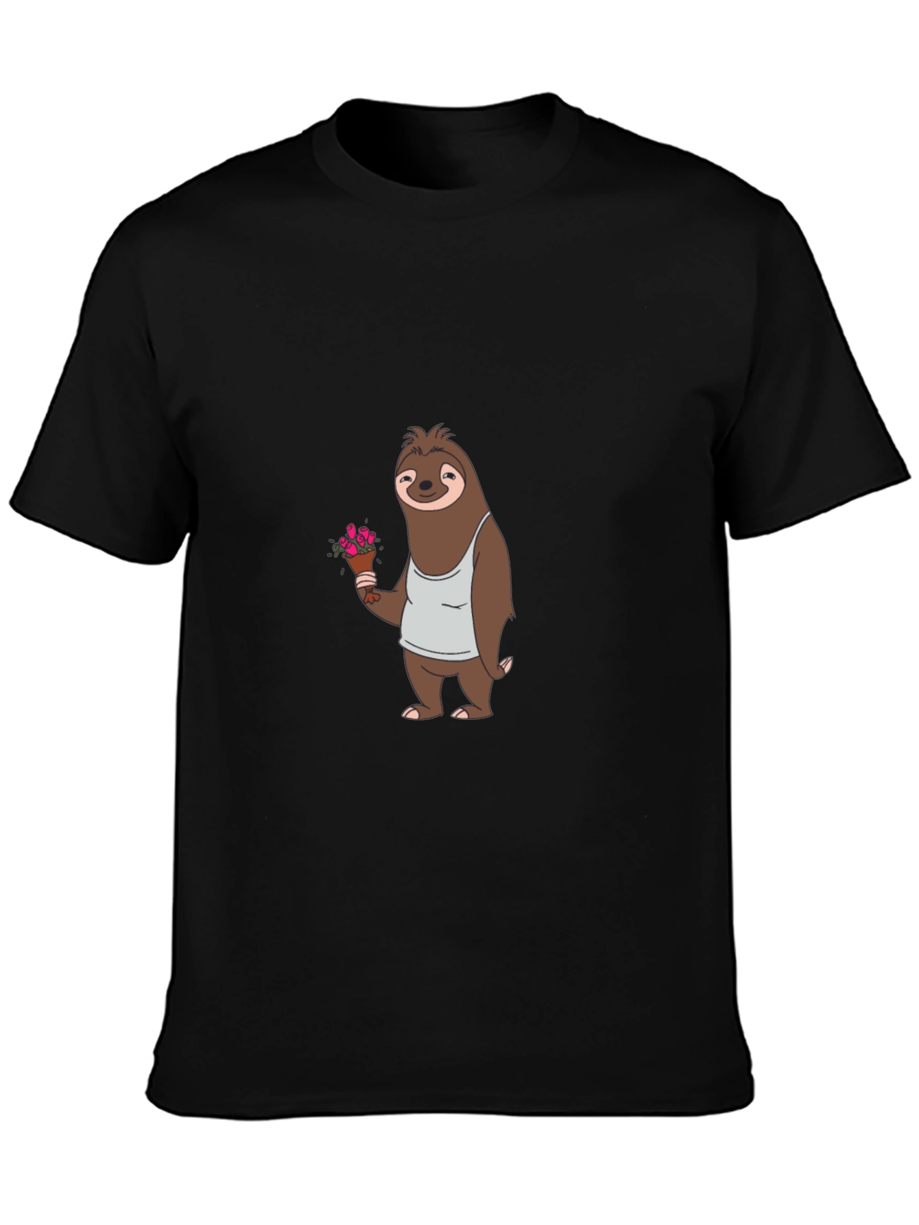Sloth Holding Flowers Graphic T-Shirt