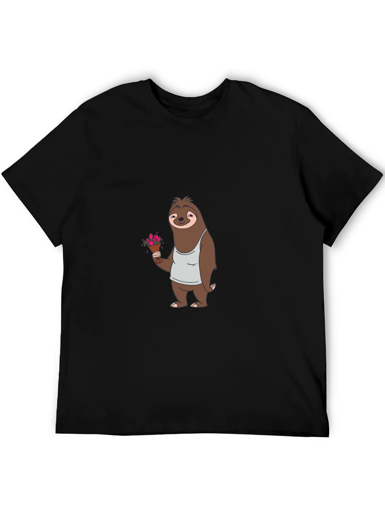 Sloth Holding Flowers Graphic T-Shirt