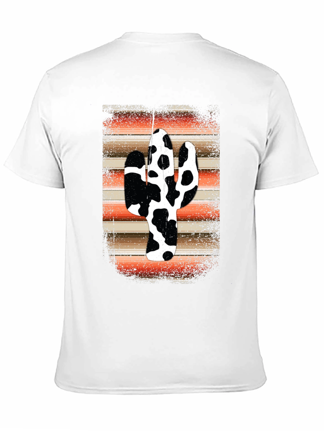 Cow Print Cactus Graphic Tee - Western Style