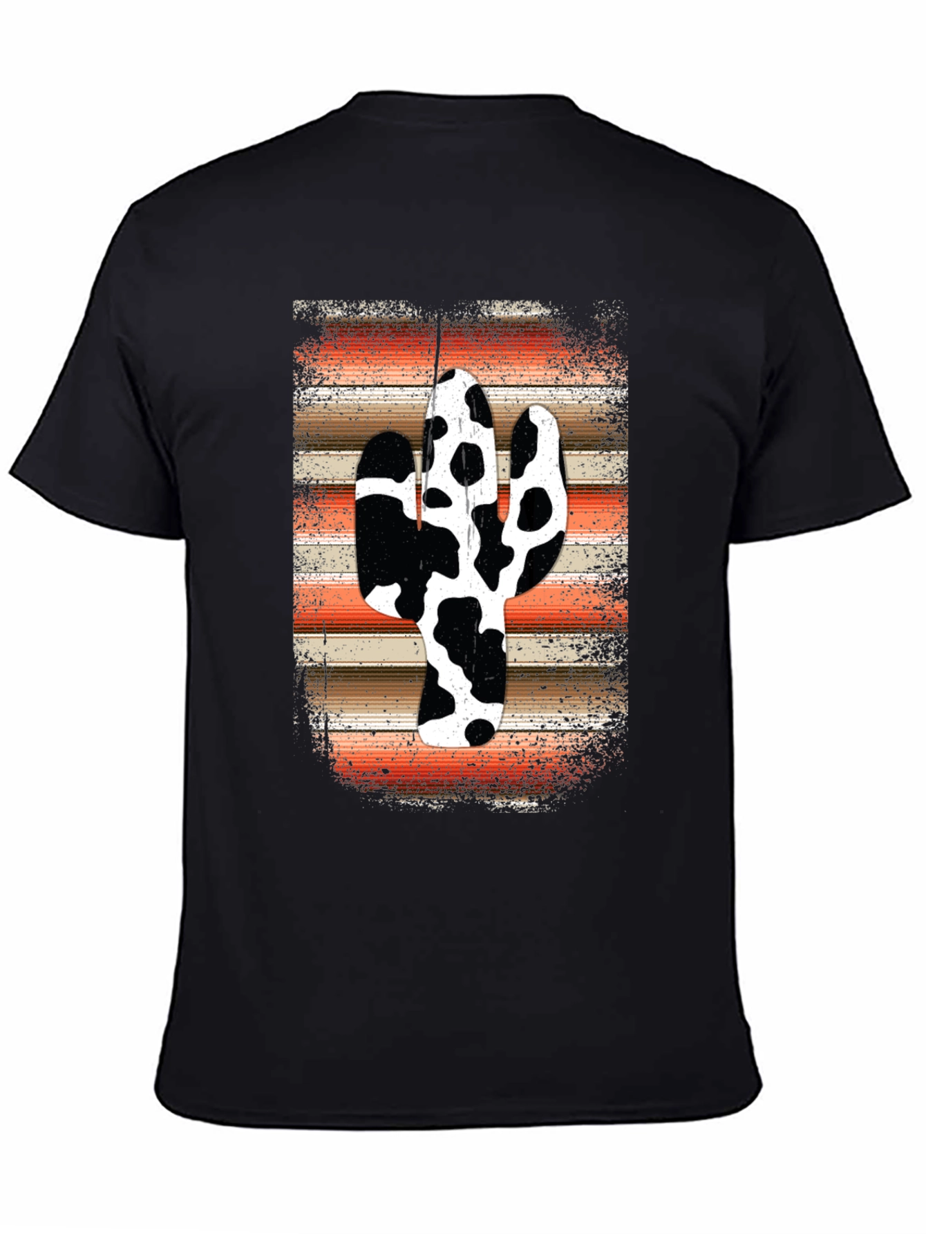 Cow Print Cactus Graphic Tee - Western Style