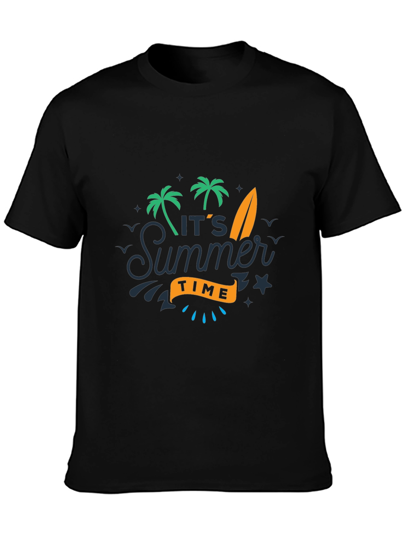 Summer Time Graphic Tee - Black Casual T-Shirt