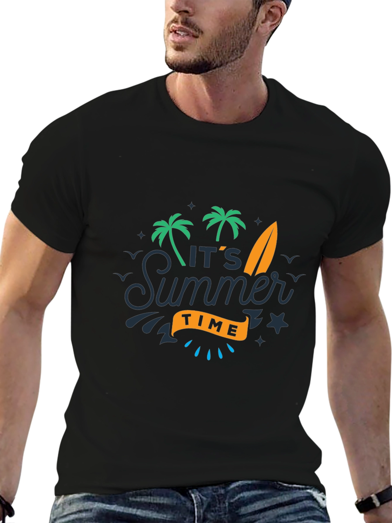 Summer Time Graphic Tee - Black Casual T-Shirt