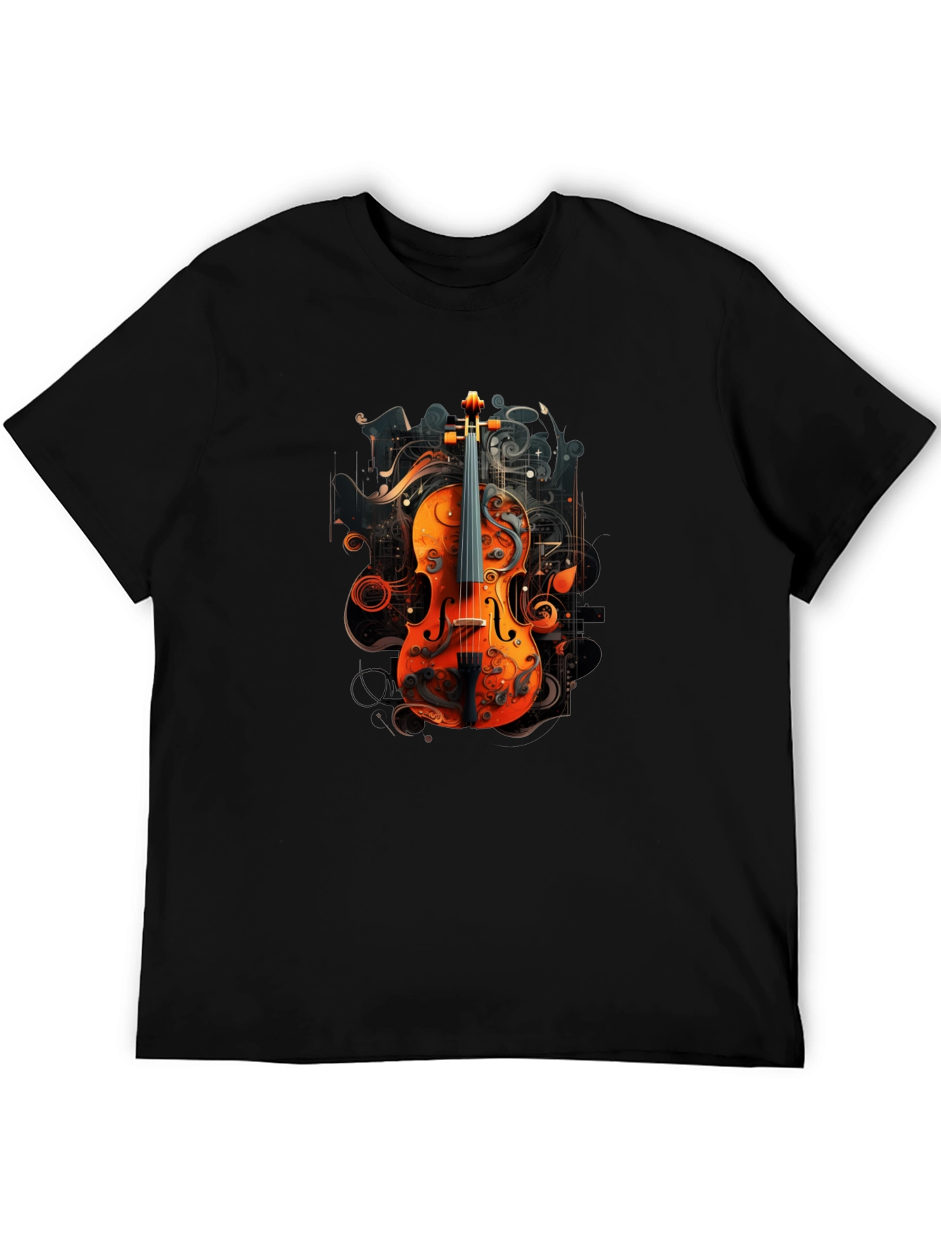 Violin Art Graphic Black T-Shirt